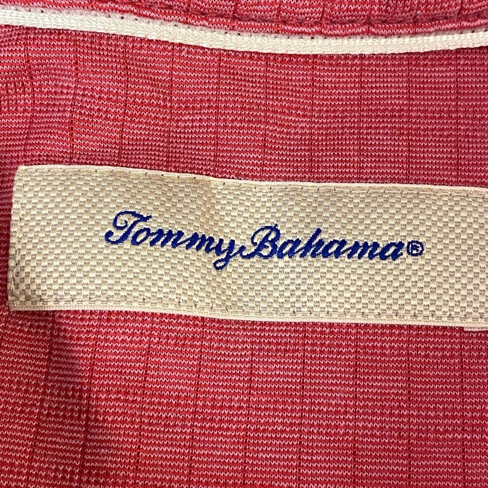 Tommy Bahama Mens Pink Textured Short Sleeve Polo Shirt Medium - Picture 3 of 12
